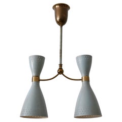 Rare Mid-Century Modern Two-Armed Diabolo Pendant Lamp or Chandelier Italy 1950s