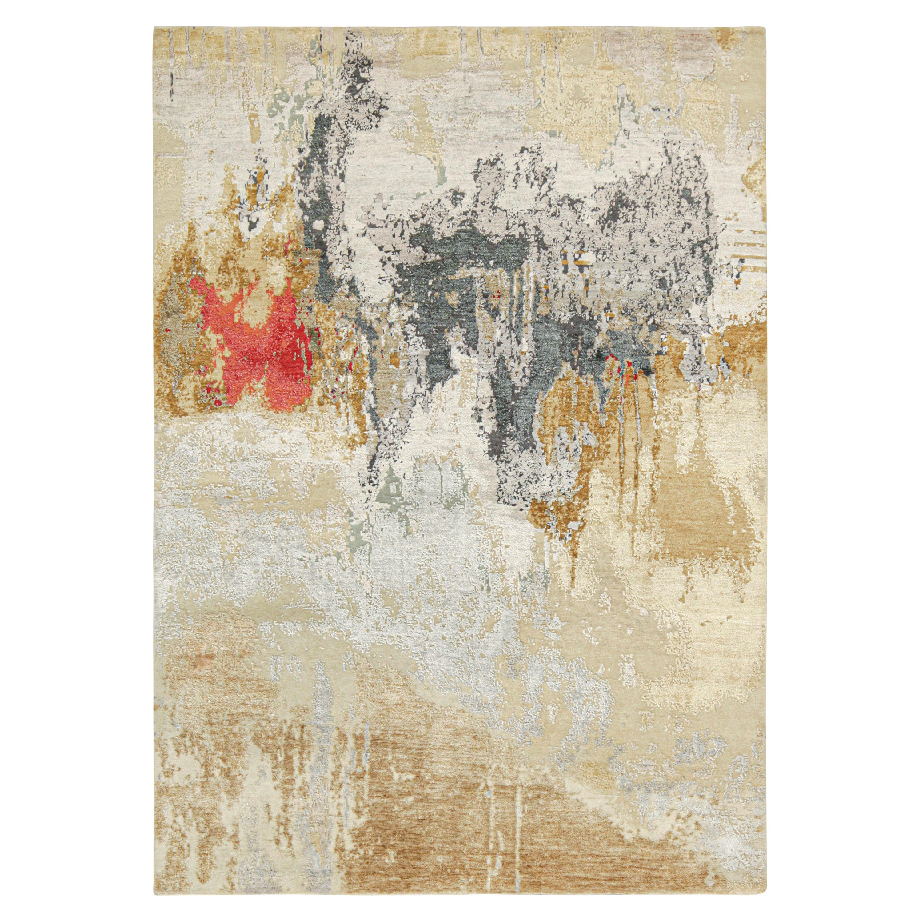 Rug & Kilim’s Modern Abstract Rug in Beige-Brown, Gray and Red