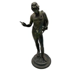 Ancient Italian Pompeii Grand Tour bronze statue of the narcissus M. Amodio