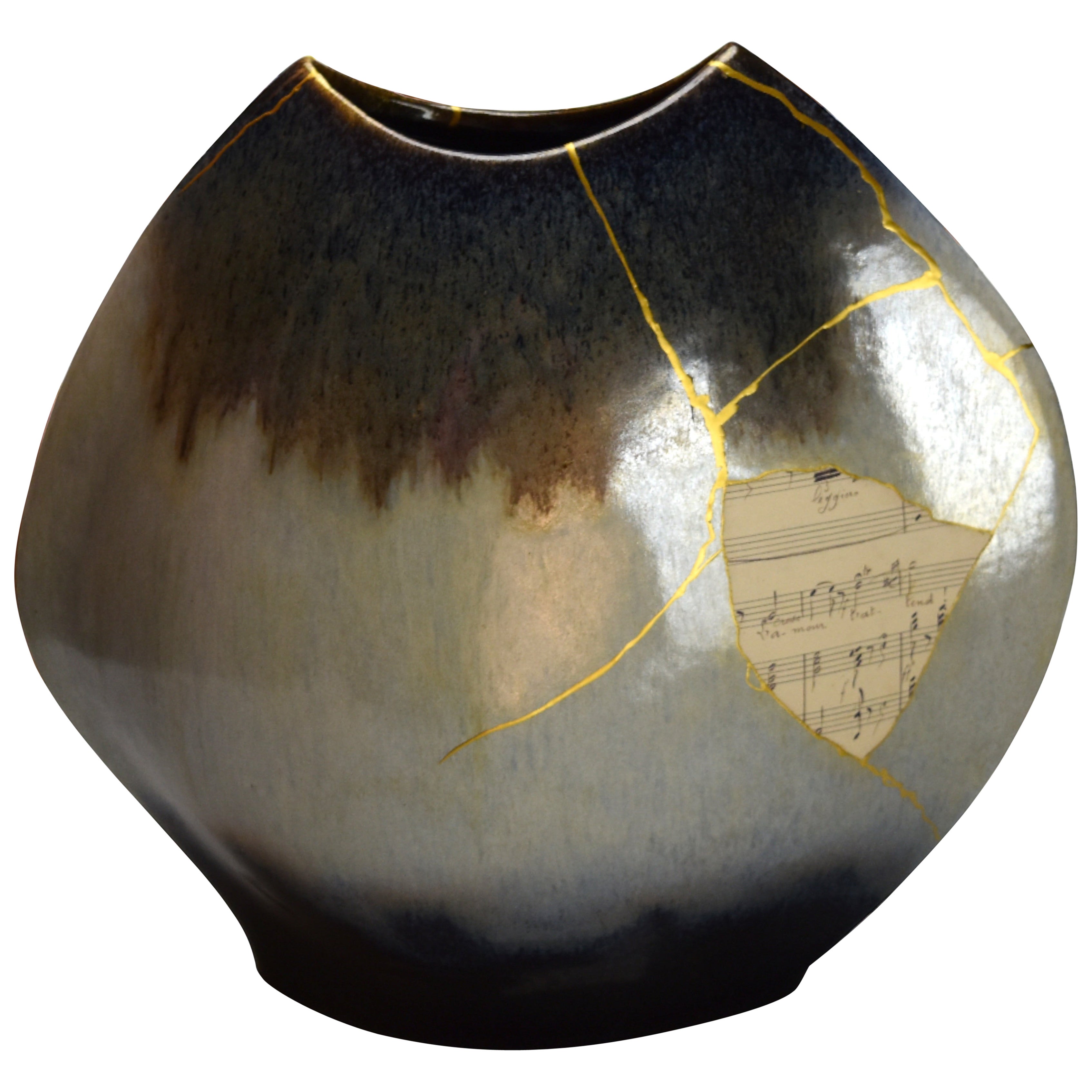 Vaso in gres Stormy Sky, Opera Love Quote Kintsugi