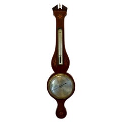 Antique George III Quality Mahogany Shell Inlaid Banjo Barometer