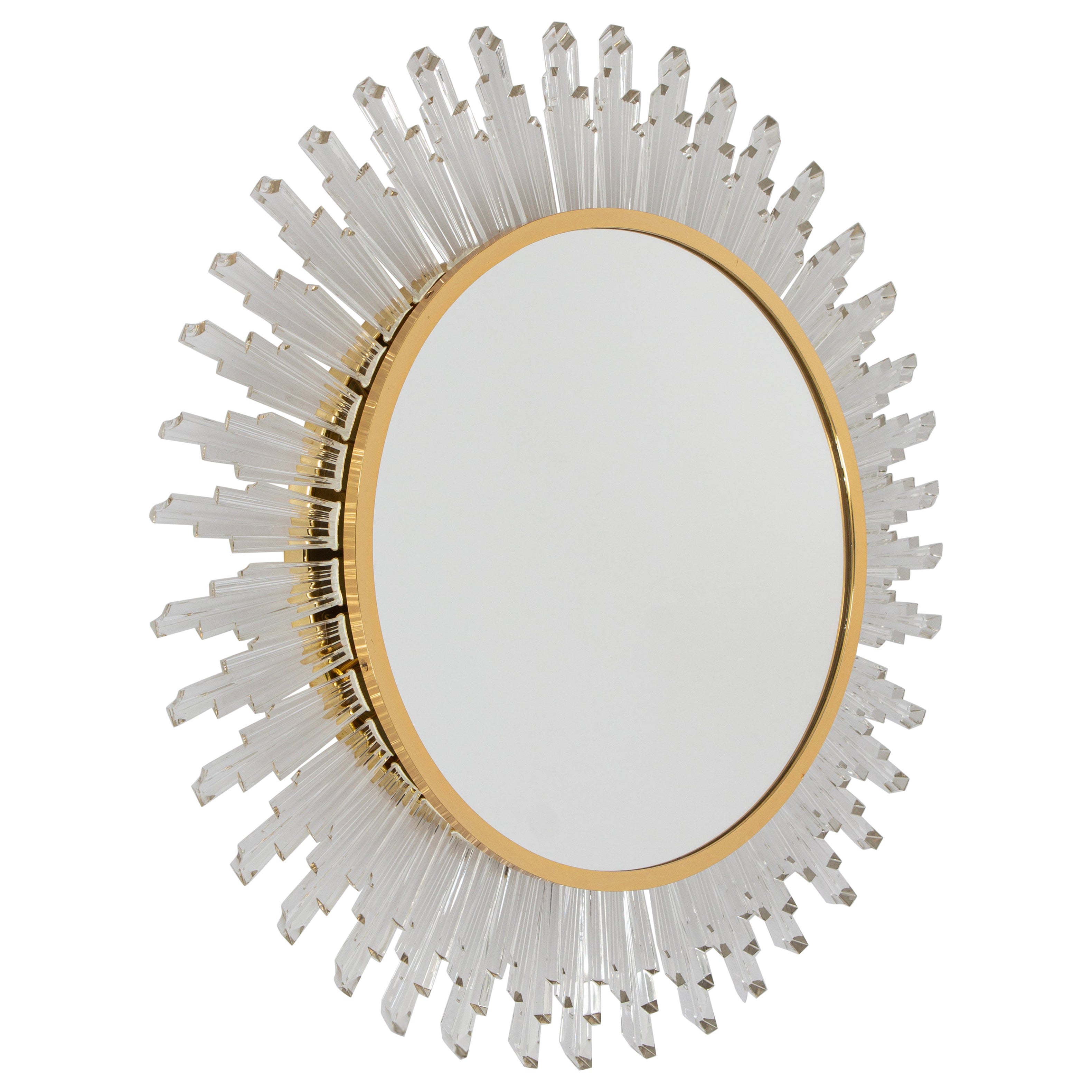 Spectacular Backlit Mirror Brass and Crystal Glass by Palwa, Germany
