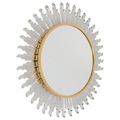 Spectacular Backlit Mirror Brass and Crystal Glass by Palwa, Germany