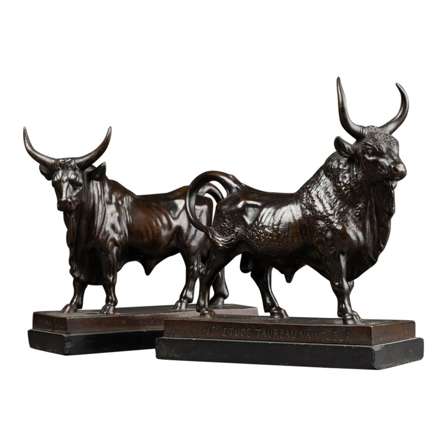 A. Clesinger : Bronze pendants of Roman and Winner bull, end of XIXth c. For Sale