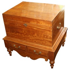 Antique George IV Solid Satinwood Silver Chest on Stand, England, circa 1820