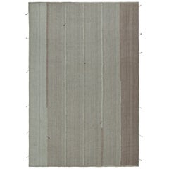 Rug & Kilim’s Contemporary Custom Kilim in Blue with Gray Stripes