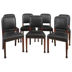 Set of 14 Black Leather Dining Chairs