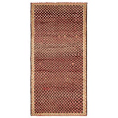 Vintage Moroccan Runner Rug, Red & Black with Geometric Patterns - Rug & Kilim