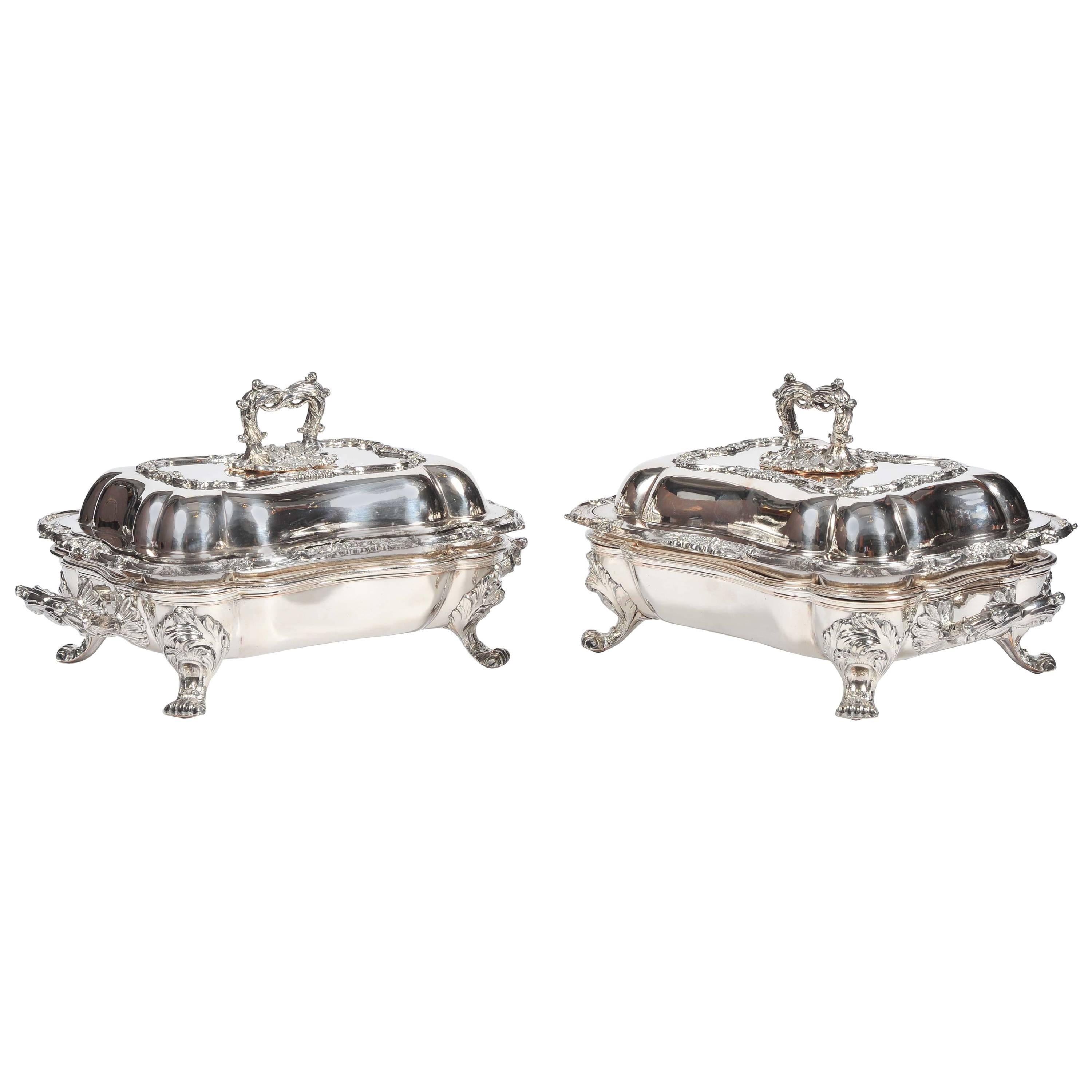 Old Sheffield Silver Plate Entree Dishes, 19th Century, Regency Period 