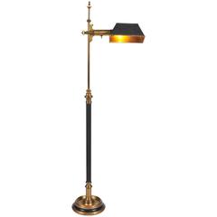 Retro Brass Floor Lamp by Chapman with painted toleware shade