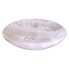 Hand Carved Round Rock Crystal Quartz Decorative Bowl Vide-Poche