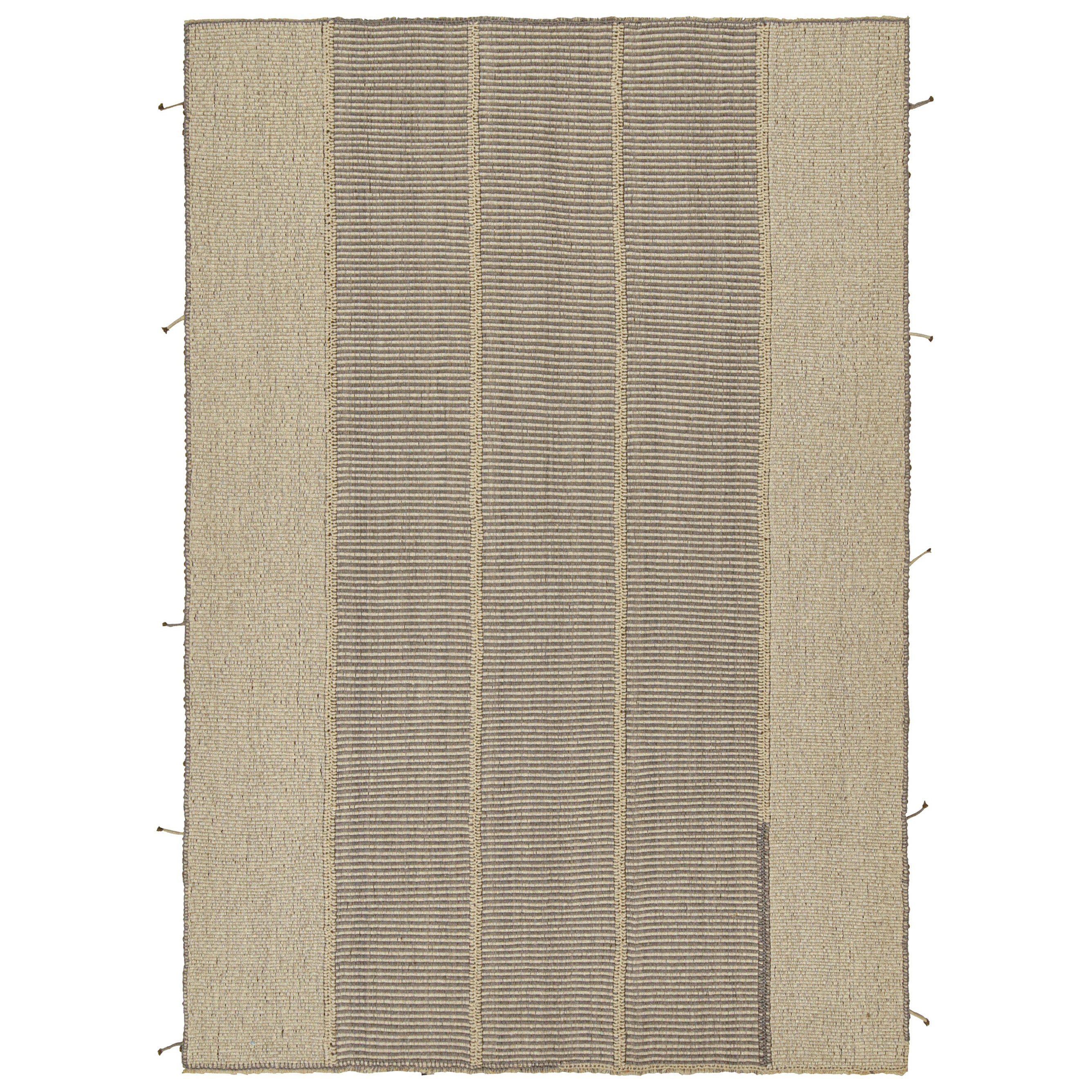 Rug & Kilim’s Contemporary Custom Kilim Design in Beige-Brown and Gray