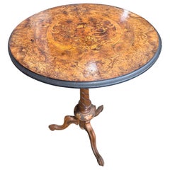 Victorian Walnut Marquetry Occasional Table with Floral Inlay
