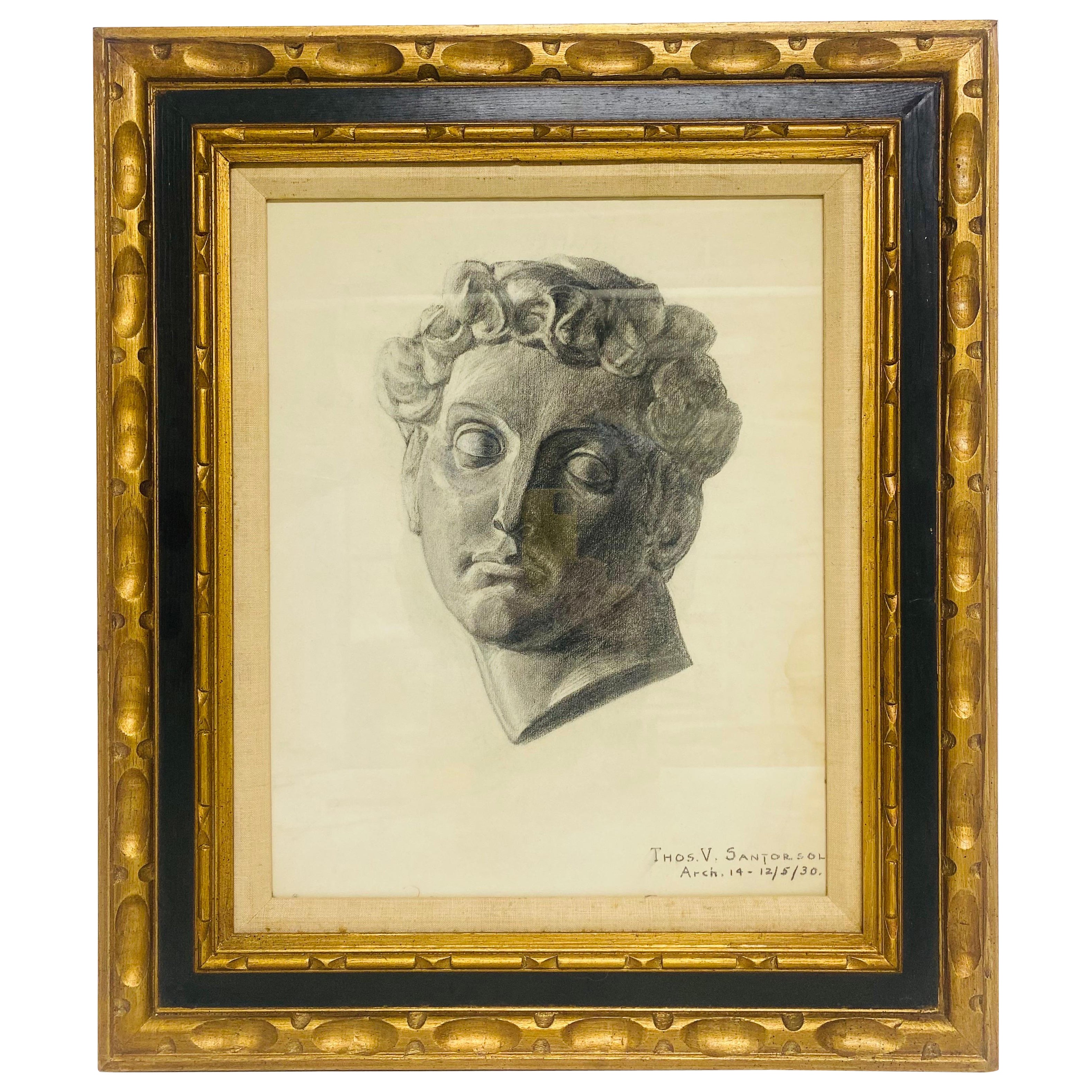 Early 20th century charcoal on paper, study of a bust