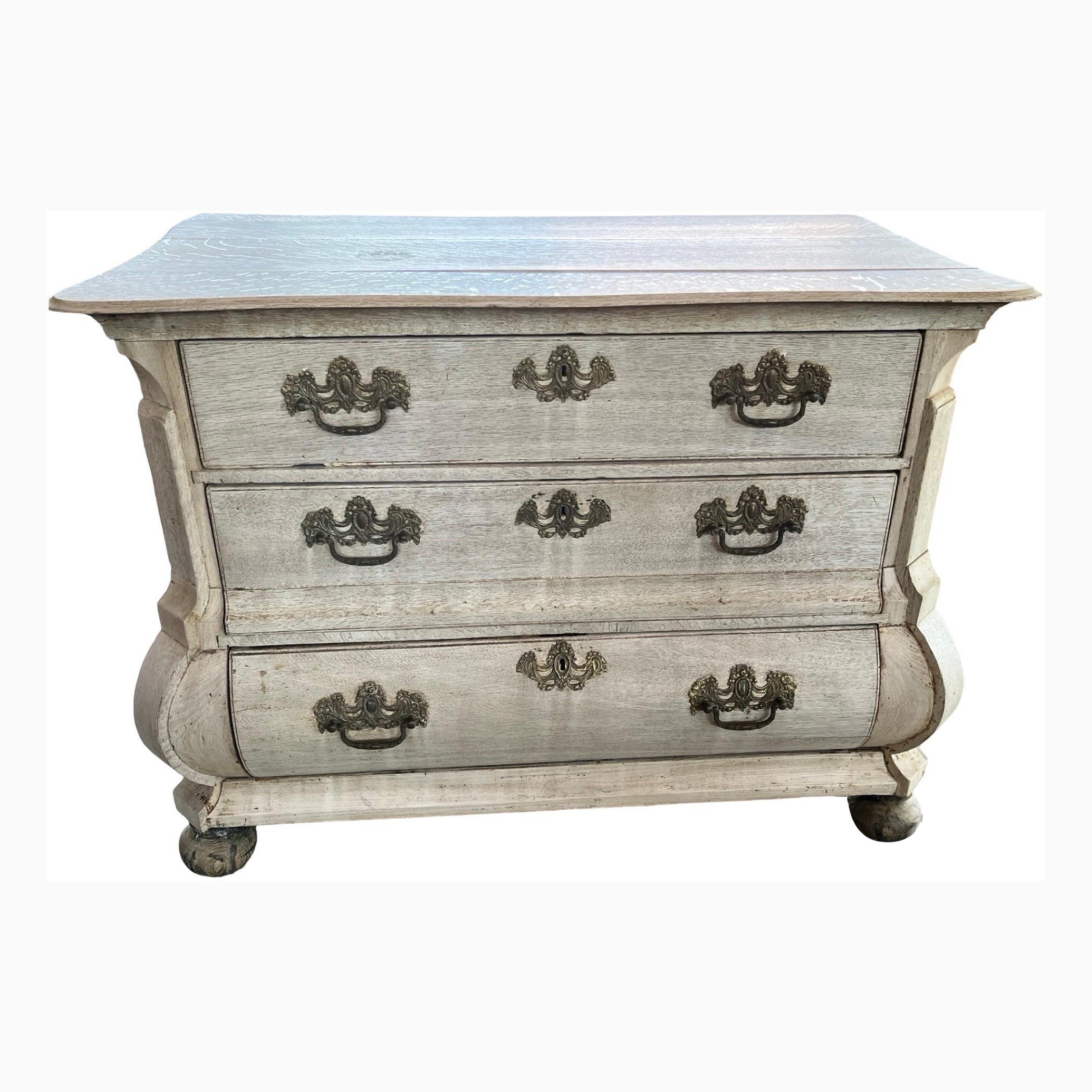 19th Century Bleached Oak Dutch Bombay Chest of Drawers / Commode