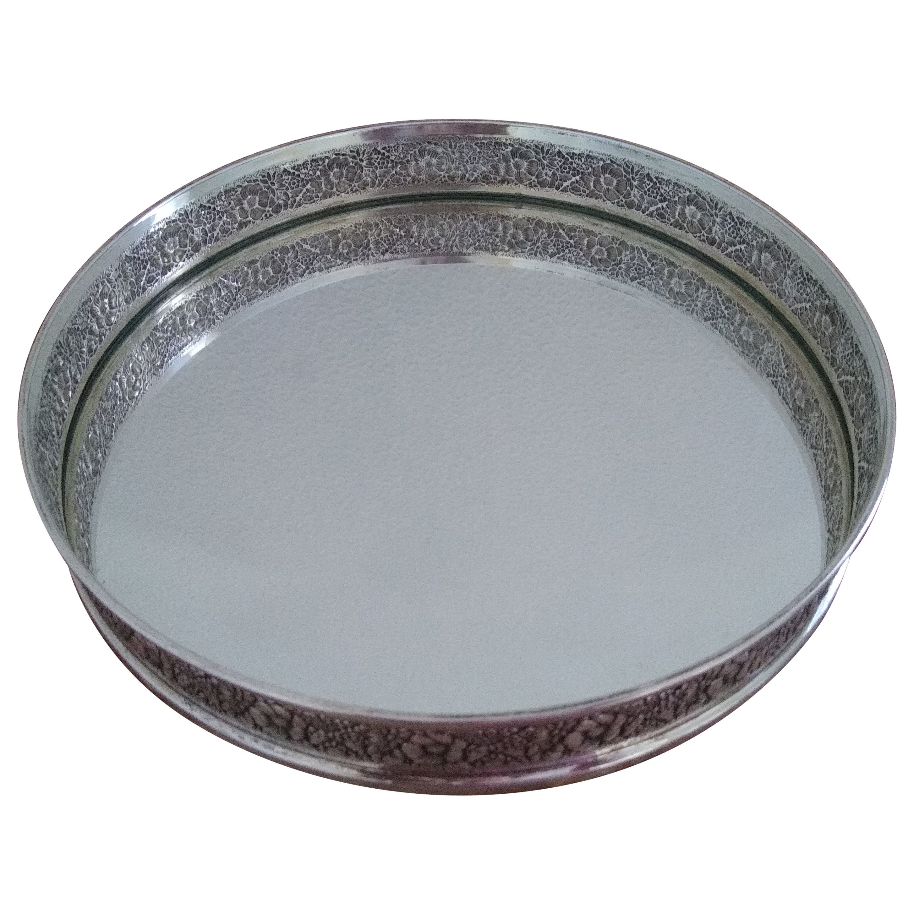 Silver Rimmed Italian  Circular Tray im Angebot