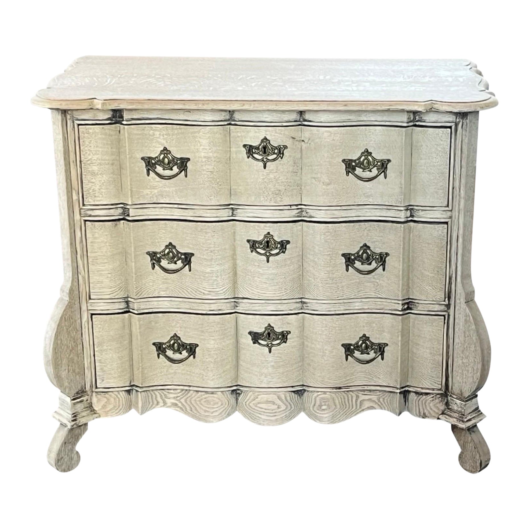 Cassettiera olandese in Oak sbiancato del XX secolo