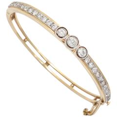 Gold and Diamond Bangle Bracelet 