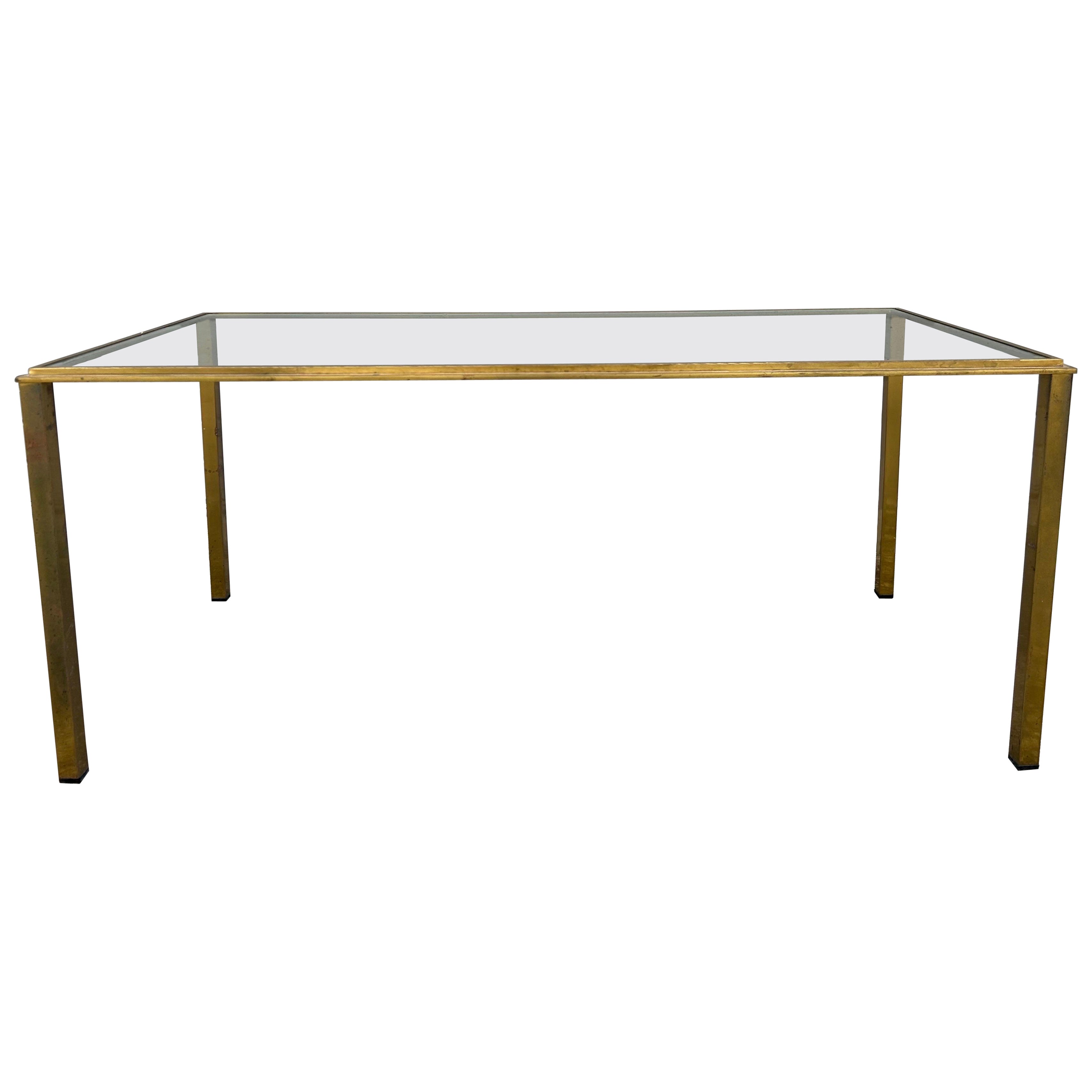 French Louis XVI Style Brass And Glass Coffee Table