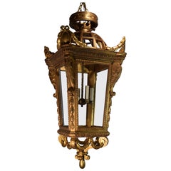 Large Carved Giltwood Lantern from a Gilded Age Mansion.
