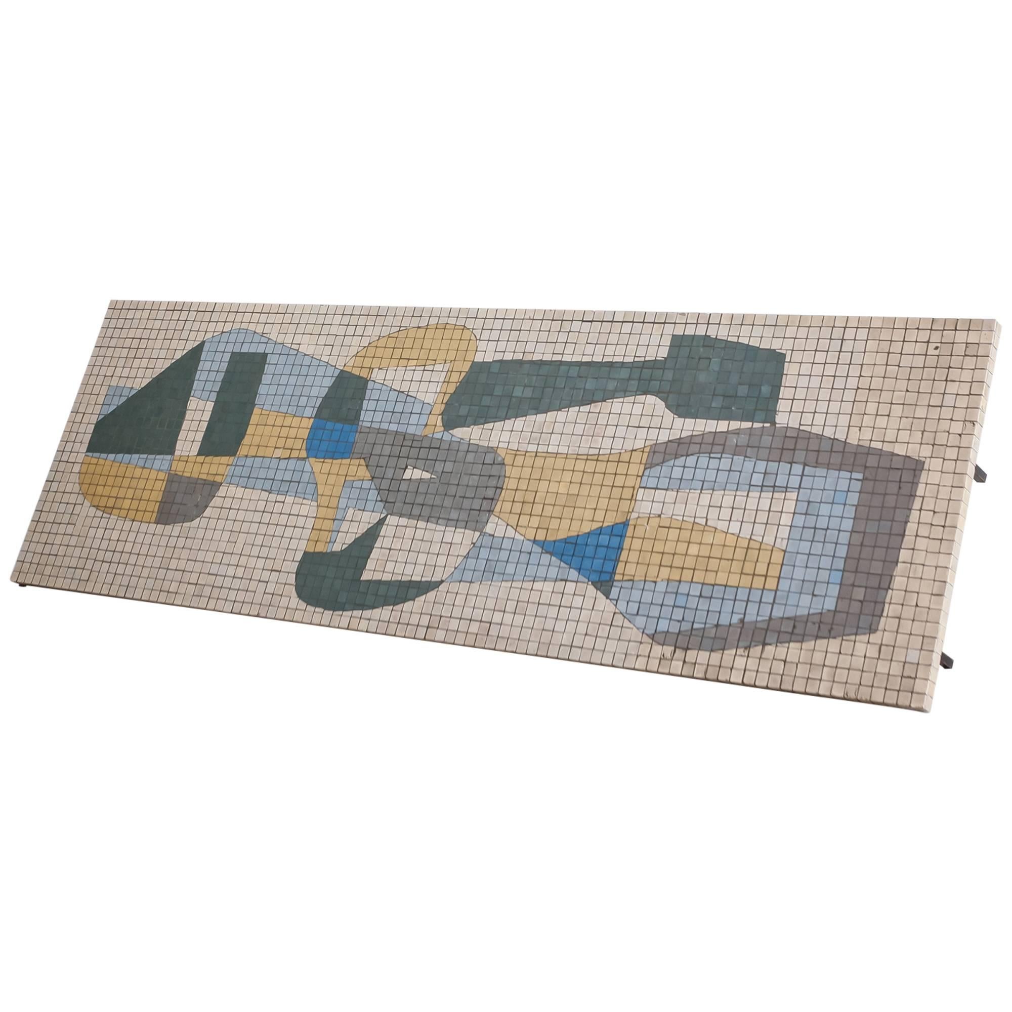 Large Rectangular Coffee Table with Abstract Mosaic Tiles, Germany, 1950s