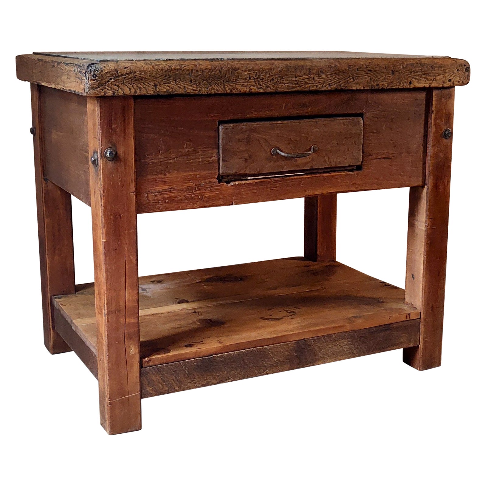Vintage Marble Top Display Table / Kitchen Island