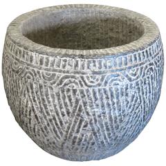 Carved Large Grey Stone Pot, China, Contemporary