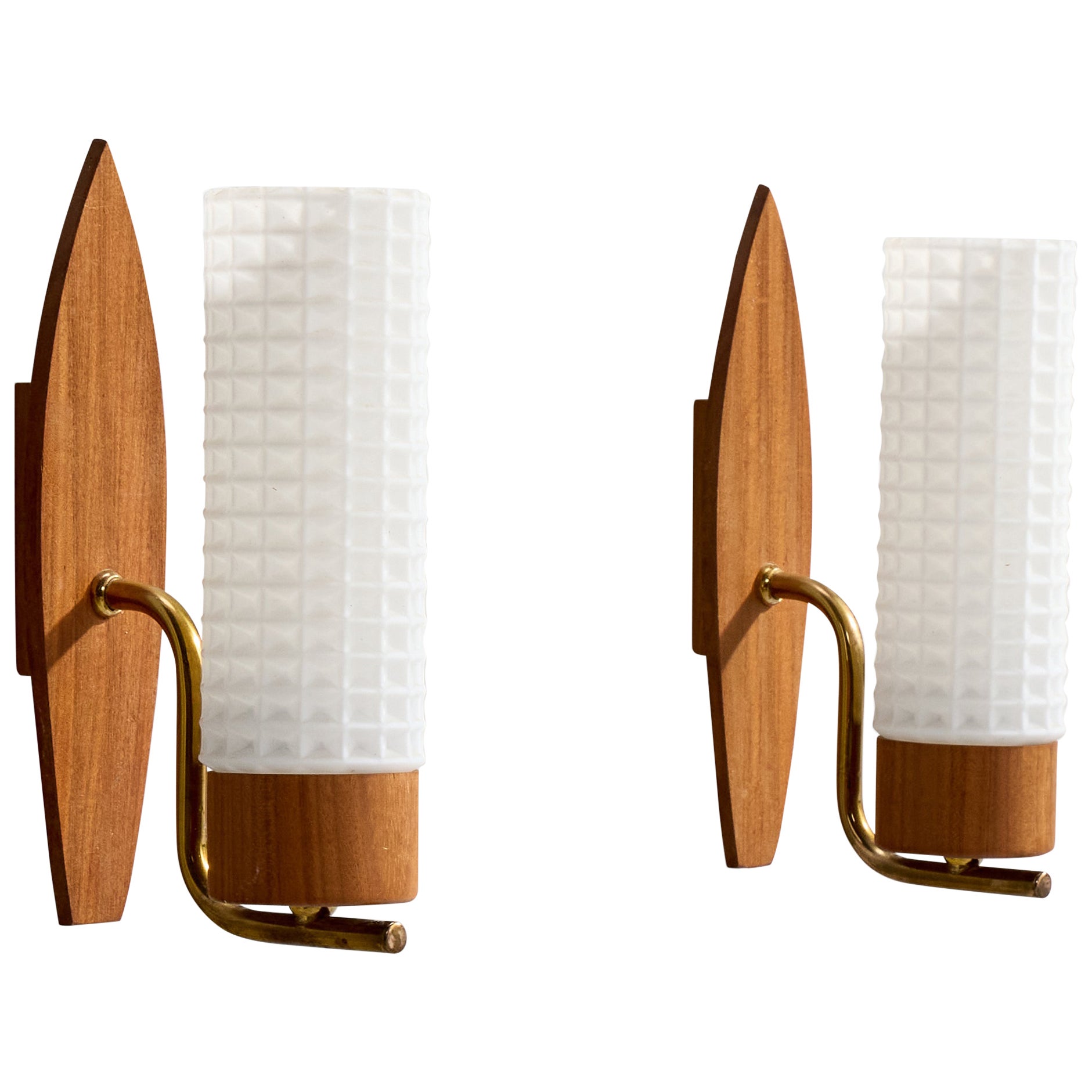 Design/One, Lights, laiton, teck, verre, Suède, années 1950 en vente