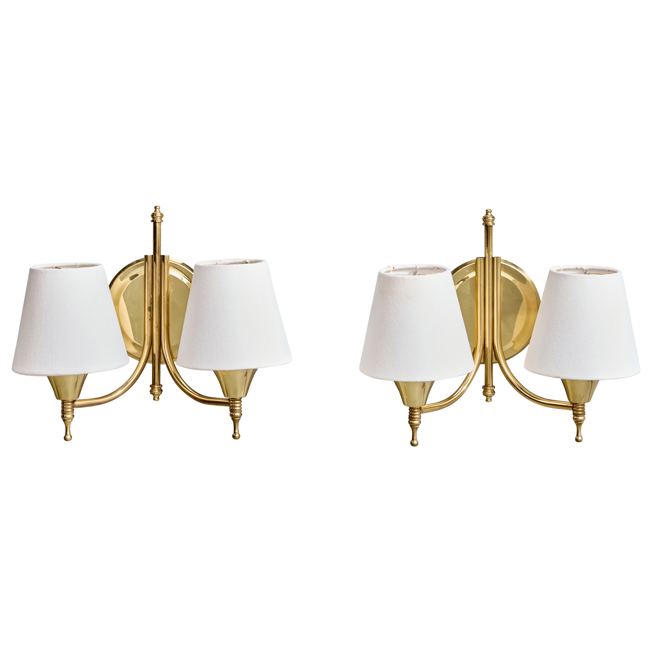 Kama, Wall Lights, Brass, Fabric, Norway, 1960s