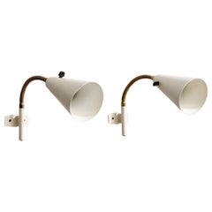 Swedish Designer, Wall Lights, Brass, Metal, Sweden, 1950s