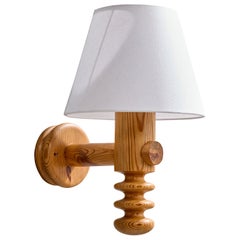 Uno Kristiansson, Wall Light, Pine, Fabric, Sweden, 1970s