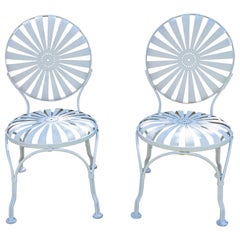 Pair of French Spring Steel Garden Chairs by Francois Carre