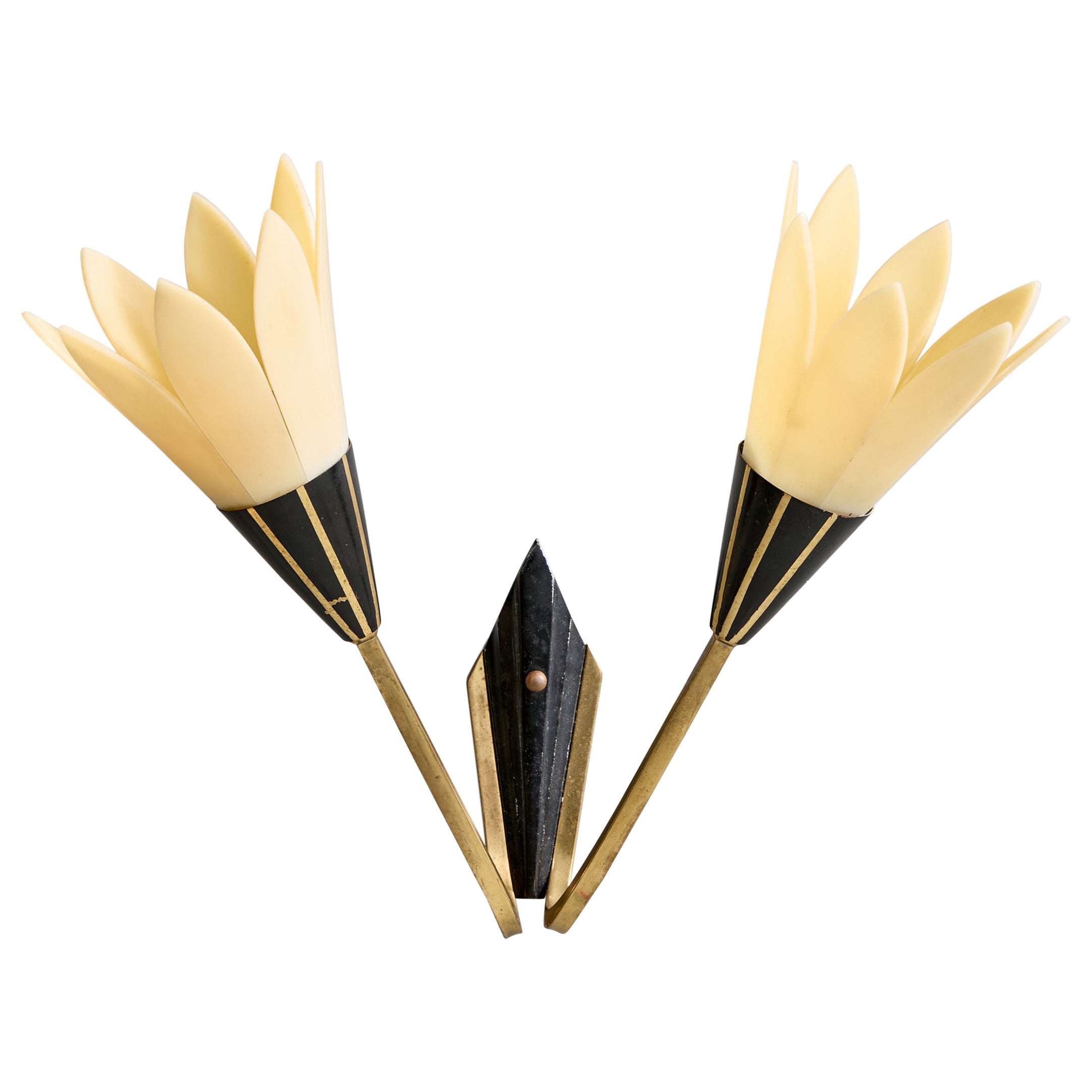 Swedish Designer, Wall Light, Brass, Metal, Acrylic, Sweden, 1970s