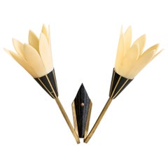 Swedish Designer, Wall Light, Brass, Metal, Acrylic, Sweden, 1970s