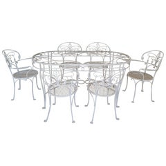 Authentic Salterini Wrought Iron Dining Table and Six Chairs