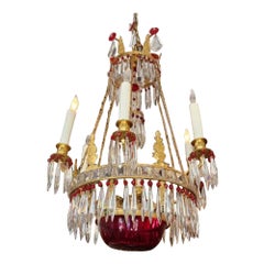 Empire Style Gilt-Brass and Glass Chandelier