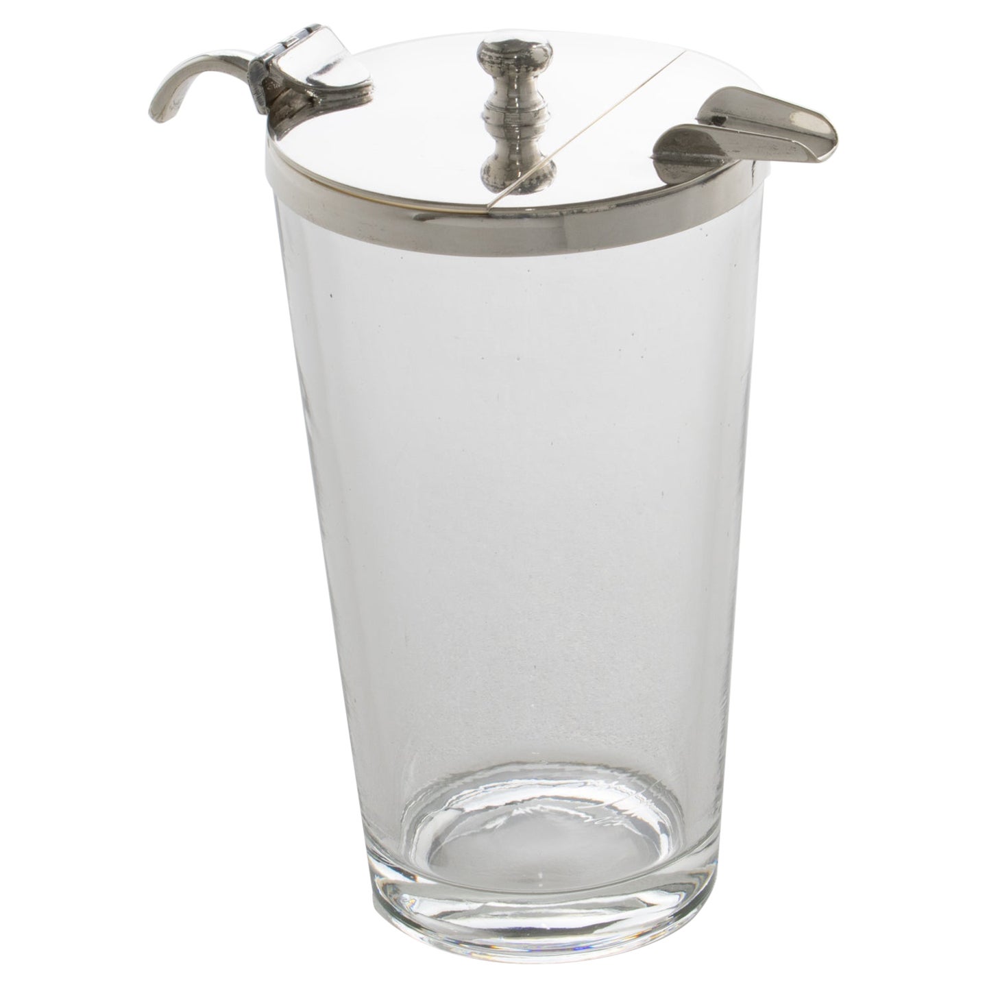 Art Deco Sterling Silver and Crystal Barware Martini Cocktail Pitcher