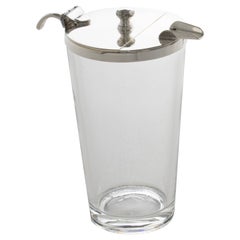 Art Deco Sterling Silver and Crystal Barware Martini Cocktail Pitcher