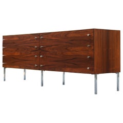 Restored Poul Norreklit for Sigurn Hansen Rosewood & Chrome 6-Drawer Credenza