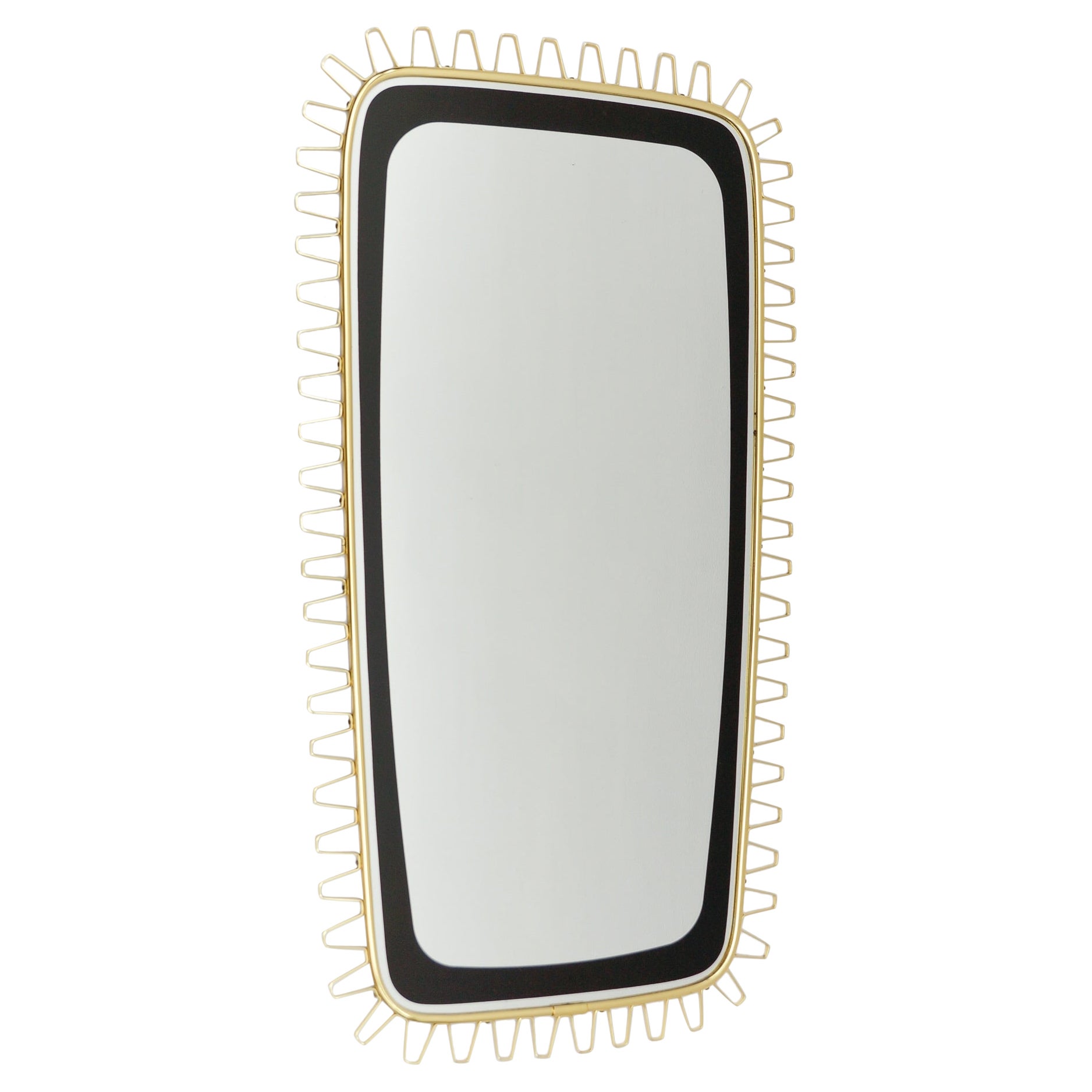 Elegant Mid-Century Modern Brass Wall Mirror, 1950s