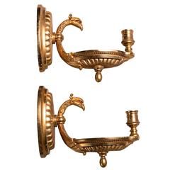 Pair of Heavy Brass Regency Style Candle Sconces from Italy, circa 1970 3