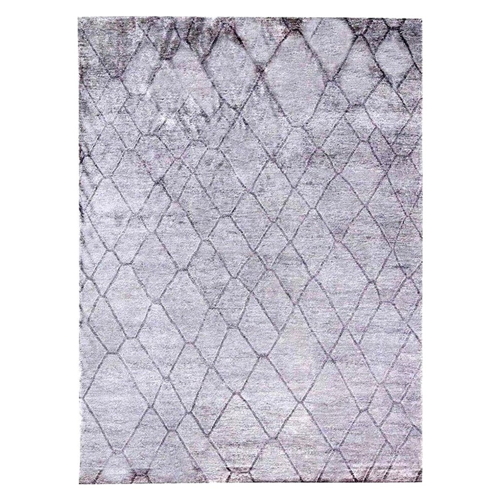 Contemporary Geometric Handmade Silk Rug by Doris Leslie Blau