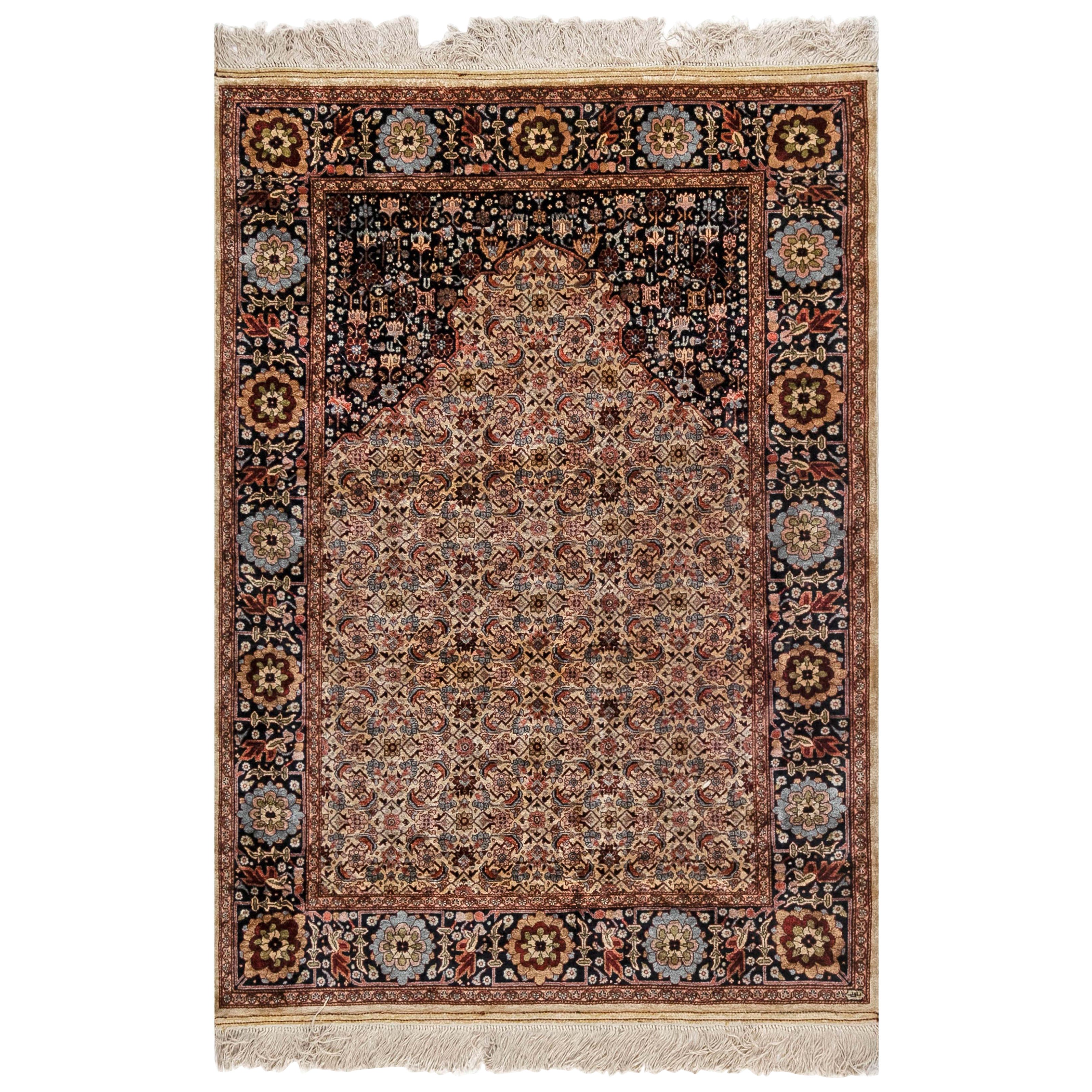 Doris Leslie Blau Small Vintage Egyptian Handmade Silk Rug
