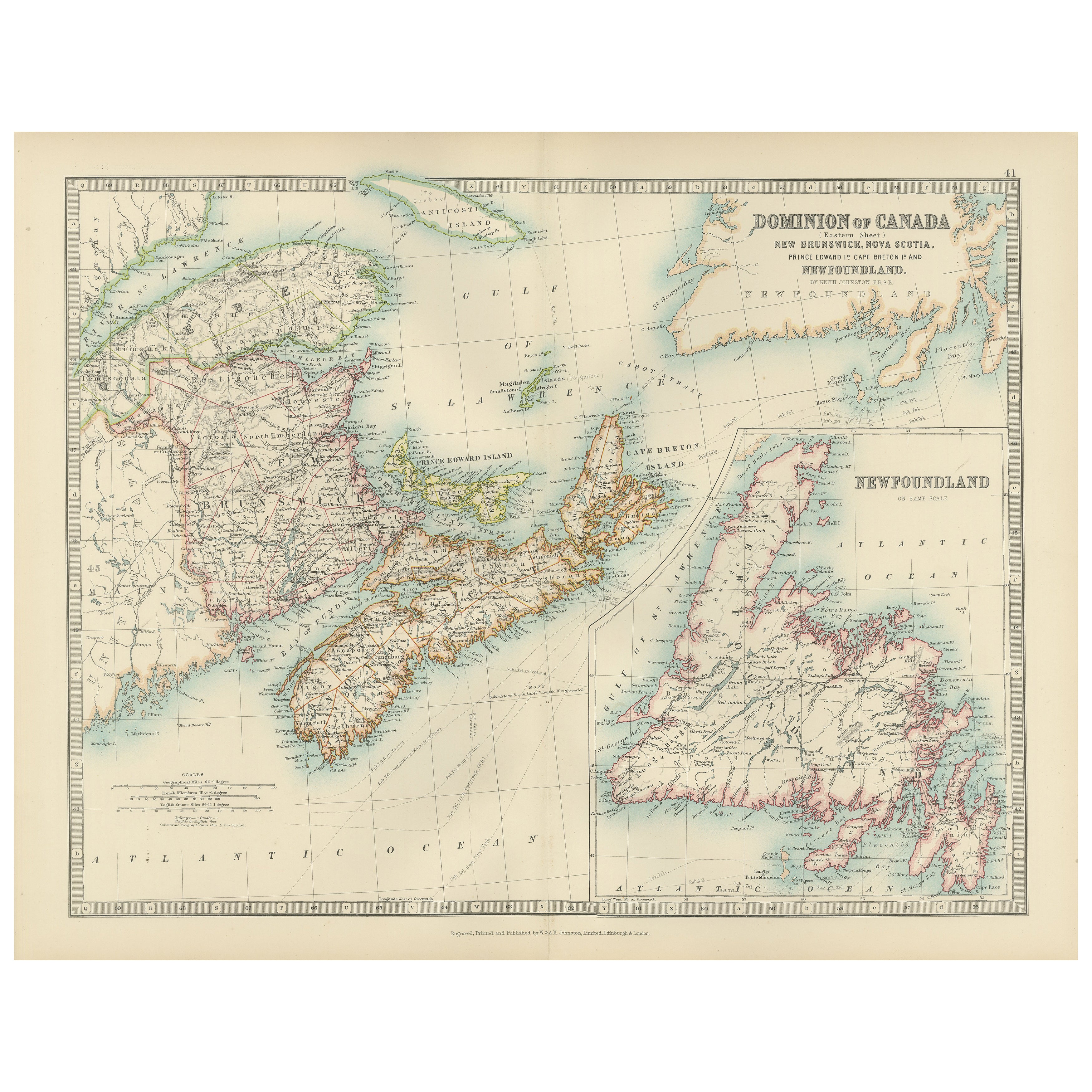 Canada Dominion Map 1903 - A Detailed View of Eastern Canada and Newfoundland