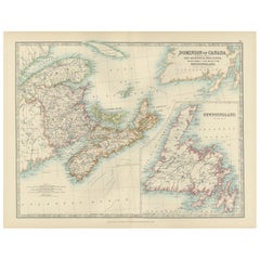 Antique Canada Dominion Map 1903 - A Detailed View of Eastern Canada and Newfoundland