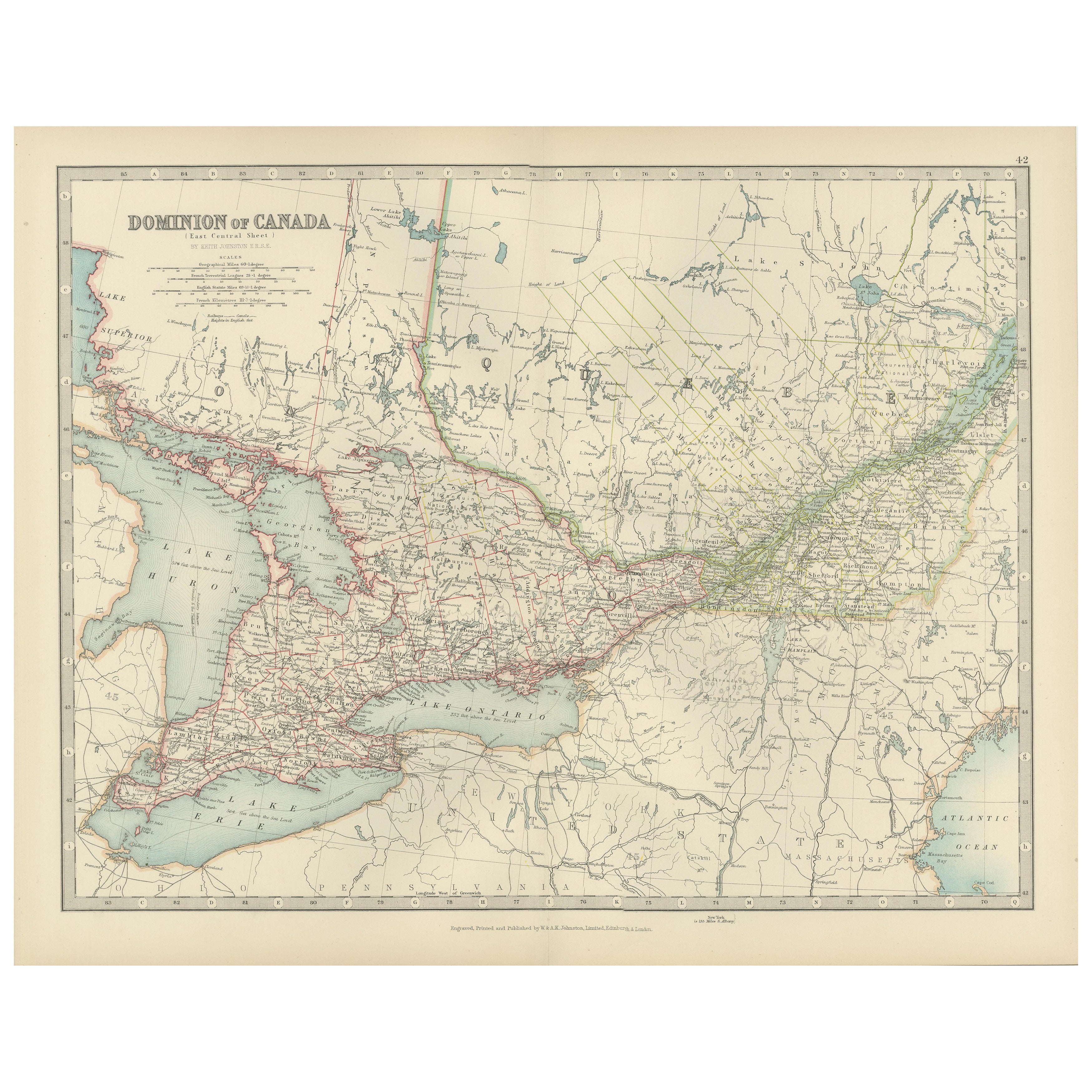 Canada Map 1903 - East Central Dominion - Ontario, Quebec & More
