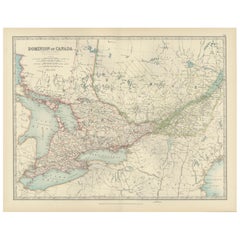Antique Canada Map 1903 - East Central Dominion - Ontario, Quebec & More