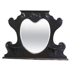 Edwardian Black Lacquer Overmantel with Heart Mirror