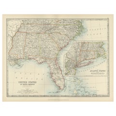 Map of the Southeastern USA and Atlantic States – Vintage 1903 Geography