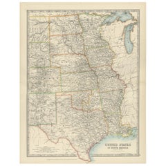 Map of United States Central Sheet 1903 – Railroads, States, and Topography